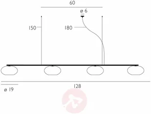 Casablanca AIH - wisząca lampa belka z 4 szklanymi kloszami - Lampy sufitowe - miniaturka - grafika 3