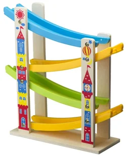 Tor drewniany edukacyjny zjeżdżalnia z samochodami - Tory, garaże, parkingi - miniaturka - grafika 3