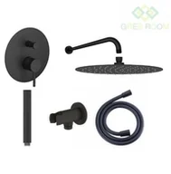 Zestawy prysznicowe - Oltens Zestaw Oltens Molle bateria podtynkowa z deszczownicą 30 cm Vindel i kompletem prysznicowym Ume czarny mat 36600300 - miniaturka - grafika 1