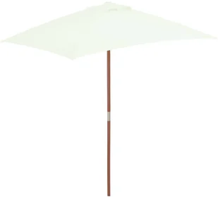 vidaXL Parasol ogrodowy na drewnianym słupku, 150 x 200 cm, piaskowy - Parasole ogrodowe - miniaturka - grafika 2