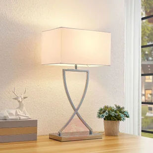 LUCANDE Lucande Evaine lampa stołowa chrom, klosz biały - Lampy stojące - miniaturka - grafika 2
