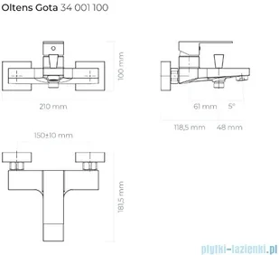 Oltens Gota wannowa chrom 34001100 - Baterie wannowe i prysznicowe - miniaturka - grafika 2