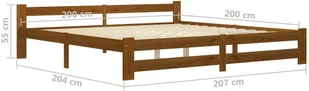 vidaXL Lumarko Rama łóżka, miodowy brąz, lite drewno sosnowe, 200 x 200 cm 322011 - Łóżka - miniaturka - grafika 7
