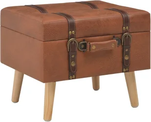 vidaXL Stołek ze schowkiem, 40 cm, kolor tan, sztuczna skóra vidaXL - Pufy i podnóżki - miniaturka - grafika 2