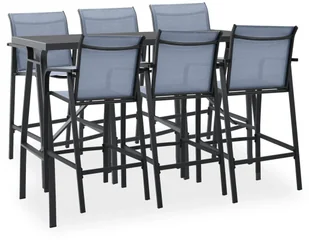 vidaXL 7-cz zestaw mebli barowych do ogrodu czarno-szary 3073581 - Pozostałe meble ogrodowe - miniaturka - grafika 2
