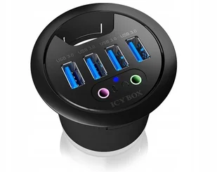 Icy Box HUB USB 3.0 4x USB audio montaż do biurka - Huby USB - miniaturka - grafika 2