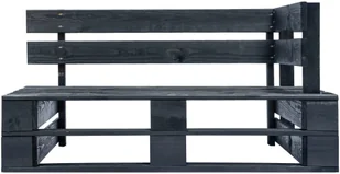 vidaXL Ogrodowa ławka narożna z palet, drewno FSC, czarna - Ławki ogrodowe - miniaturka - grafika 2