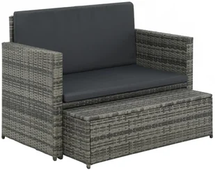 vidaXL 2-cz zestaw wypoczynkowy do ogrodu poduszki rattan PE szary 44483 - Sofy ogrodowe - miniaturka - grafika 4