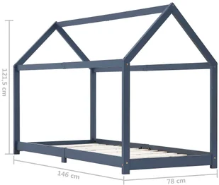 vidaXL Rama łóżka dziecięcego, szara, lite drewno sosnowe, 70 x 140 cm vidaXL - Łóżka dla dzieci i młodzieży - miniaturka - grafika 8