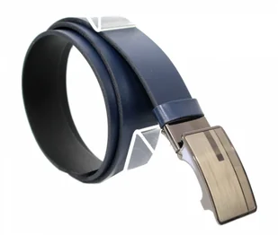 Complex (PL) Pasek Skórzany Do Garnituru Gładki (PL) 35 mm AUTOMAT SAMOZACISK KLAMRA "SREBRNA 63" Skóra Naturalna Licowa GRANATOWY - Paski - miniaturka - grafika 3