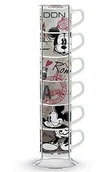 Pozostałe akcesoria kuchenne - Disney Oryginalne Cafe espresse kubki z metalowym Rack 6 sztuki Mickey & Minnie Mouse in the City PWM02I/6XY - miniaturka - grafika 1