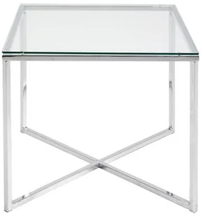 AC Design Furniture 0426862045 beistelltisc kodowej gurli, przezroczyste szkło 5 MM, 50 x 45 x 50 cm, stelaż metalowy chromowany 0426862045 - Ławy i stoliki kawowe - miniaturka - grafika 2