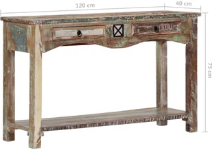 vidaXL Stolik typu konsola, 120x40x75 cm, lite drewno z odzysku - Konsole i sekretarzyki - miniaturka - grafika 8