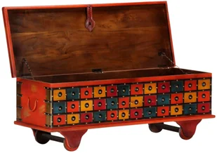 vidaXL Skrzynia czerwona, 110 x 40 x 40 cm, lite drewno akacjowe - Inne meble do salonu - miniaturka - grafika 2