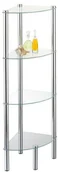 Półki łazienkowe - axentia stojący regał narożny Solanio w kolorze srebrnym; regał łazienkowy do łazienki i WC z 4 szklanymi półkami, nierdzewny regał ze szkła i chromu, regał szklany do łazienki, do montażu na ścianie 282134 - miniaturka - grafika 1