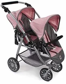 Wózki dla lalek - Bayer Chic 2000 Chic 2000 689-15 wózek dla lalek bliźnianych, melanż szaro-różowy 689-15 - miniaturka - grafika 1