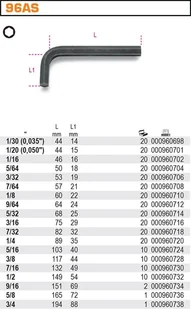 Beta KLUCZ TRZPIENIOWY KĄTOWY 3/16" 96AS/3/16 - Klucze i nasadki - miniaturka - grafika 2