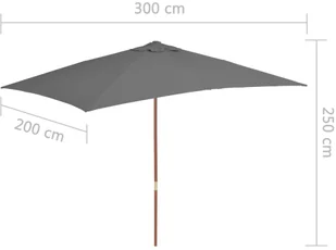 vidaXL Parasol ogrodowy na drewnianym słupku, 200x300 cm, antracytowy - Parasole ogrodowe - miniaturka - grafika 7