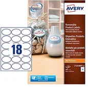 Dodatki do drukarek i skanerów - Avery l7101rev-20 owalne etykiety można zdjąć papieru 63,5 X 42,3 MM 360 sztuk, białe L7101REV-20.UK - miniaturka - grafika 1
