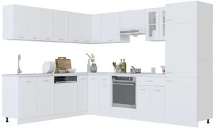 vidaXL vidaXL 14-cz. zestaw szafek kuchennych, biały, płyta wiórowa - Meble kuchenne - miniaturka - grafika 3