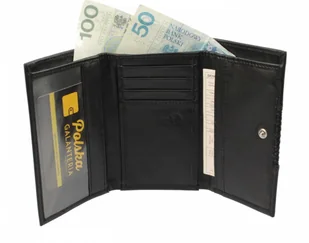 PolskaGalanteria.pl Portfel Damski Skórzany PolskaGalanteria 15 cm Suwak Skóra Naturalna KP D1411 CZARNY Z WSTAWKĄ Skóra Węża - Portfele - miniaturka - grafika 6