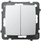 Wyłączniki światła i elektryczne - Ospel Łącznik podwójny zwierny Biały - ŁP-17S/m/00 Karo - miniaturka - grafika 1