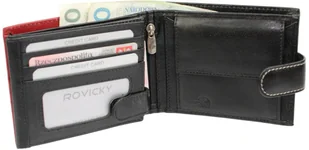 Rovicky (PL) Portfel Męski Skórzany Skóra Licowa Mały Poziomy Z Zapięciem 324L-RBA RIFID - Portfele - miniaturka - grafika 3