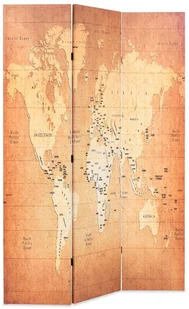 vidaXL Składany parawan, 120x180 cm, mapa świata, żółty - Parawany - miniaturka - grafika 3