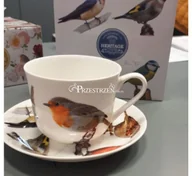 Filiżanki - Brookes empireware DUŻA FILIŻANKA PORCELANOWA ze SPODKIEM Ptaki - BIRDS - miniaturka - grafika 1