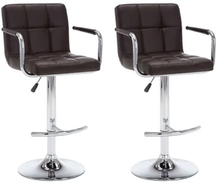 vidaXL Stołki barowe, 2 szt., brązowe, sztuczna skóra - Taborety i hokery - miniaturka - grafika 10