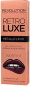 Konturówki do ust - Makeup Revolution Retro Luxe Metallic Lip Kit, konturówka + błyszczyk Worth It, 1 g + 5,5 ml - miniaturka - grafika 1