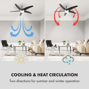 Klarstein Bolero, wentylator sufitowy typu 2 w 1, 134 cm, lampa 55 W, pilot zdalnego sterowania, czarny VTS6-Bolero B - Wentylatory sufitowe - miniaturka - grafika 4