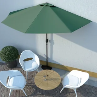 vidaXL Półparasol na słupku aluminiowym, 300x150 cm, zielony - Parasole ogrodowe - miniaturka - grafika 2