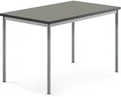 Meble do szkół i przedszkoli - AJ Produkty Biurko SONITUS, 1200x800x760 mm, ciemno szare linoleum, szary aluminium - miniaturka - grafika 1