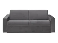 Sofy i kanapy - Vente-Unique 4-osobowa rozkładana sofa z weluru CALITO - Kolor antracytowy - Łóżko 160 cm - Materac 18cm - miniaturka - grafika 1