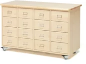 Meble do szkół i przedszkoli - AJ Produkty Komoda z szufladami, Handtag z ramką na etykietę, 16 szuflad, brzoza - miniaturka - grafika 1
