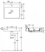 Umywalki - Kerasan Cento Umywalka wisząca 50x45 cm z przelewem biała 3530 - miniaturka - grafika 1