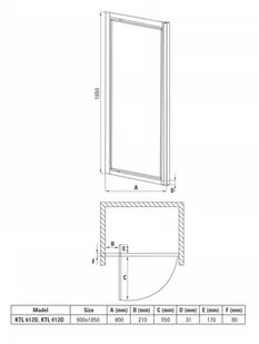 Deante Drzwi 80 cm Flex KTL012D KTL012D - Ścianki i drzwi prysznicowe - miniaturka - grafika 6