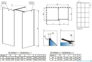 Radaway Modo New Black III 95x100 389095-54-56/389104-54-56/389000-54 - Kabiny prysznicowe - miniaturka - grafika 2