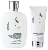 Zestawy kosmetyków damskich - Alfaparf Semi Di Lino Diamond Illuminating | Zestaw rozświetlający do włosów szampon 250ml + odżywka 200ml - miniaturka - grafika 1