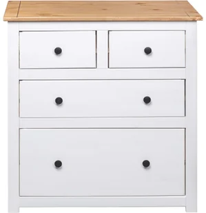 vidaXL Szafka, biała, 80 x 40 x 83 cm, drewno sosnowe, seria Panama vidaXL - Szafki do salonu - miniaturka - grafika 7