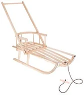 Sanki i ślizgacze - SPRINGOS Sanki saneczki drewniane z oparciem i pchaczem drewniane Polskie produkt Polski Springos - miniaturka - grafika 1