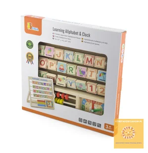 Viga Toys Drewniana Tablica Edukacyjna Alfabet Liczydło Zegar Viga Toys 50033 - Tablice dla dzieci - miniaturka - grafika 4