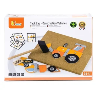 VIGA Drewniana Ukł. na Pinezki Pojazdy Budowlane - Układanki dla dzieci - miniaturka - grafika 5