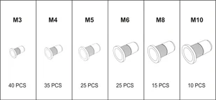 Yato ZESTAW NITONAKRĘTEK STALOWYCH M3- M10, 150SZT YT-36481 YATO YT-36481 - Nitownice - miniaturka - grafika 4