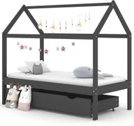 Łóżeczka i kojce - VidaXL Lumarko Łóżko dziecięce z szufladą, ciemnoszare, lita sosna, 80x160 cm! 322143 VidaXL - miniaturka - grafika 1