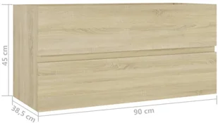 vidaXL Szafka pod umywalkę, dąb sonoma, 90x38,5x45 cm, płyta wiórowa vidaXL - Szafki łazienkowe - miniaturka - grafika 8