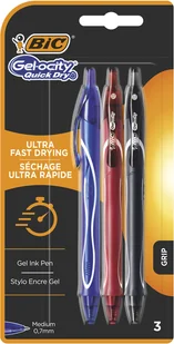 BIC 949895 Print-Gel Roller Gel-ocity Quick Dry, 0,3 MM, 3 sztuki Niebieski/czarny/czerwony 949895 - Pióra kulkowe - miniaturka - grafika 2