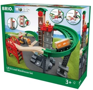 Brio GmbH BRIO World 33887  duży zestaw magazyn-zestaw z zamkiem do wciągania części drewniane kolejki - Pociągi dla dzieci - miniaturka - grafika 2