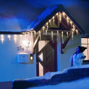 Konstsmide 2746 202 LED lodu deszczu kurtyna świetlna z czopem 16/na zewnątrz (IP44)/zewnętrzny transformator 24 V/24 białych zimnych diod/biały przewód (2746-202) - Pozostałe oświetlenie - miniaturka - grafika 4